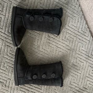UGG Bailey Button Triplet Black Suede Boots